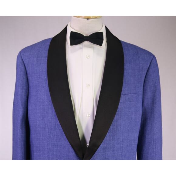 Bonobos Mens Tuxedo Blazer 44L Blue Linen Slim Fit Shawl Lapel Formal NWT - Picture 3 of 9